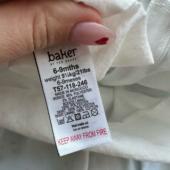 Ted Baker White Blue Floral Puff Sleeve Party Summer Dress Size 6-9 Months - Picture 8 of 8